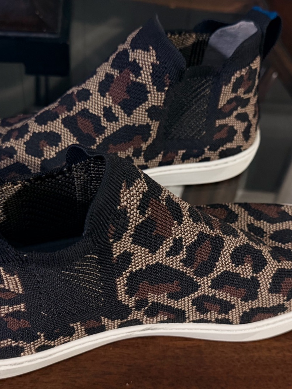 Rothy's Leopard Print Slip-On Sneakers in Black, Brown, Tan